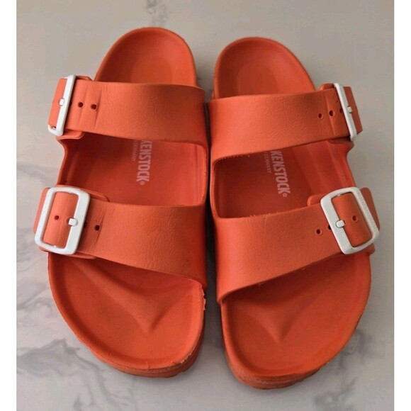 Birkenstock men’s Arizona Orange slide on sandals (size 39)
